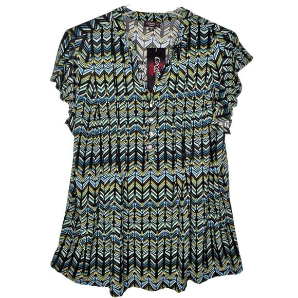 Cocomo Tops - NWT Cocomo Plus Size 1X Multicolor Pintuck Short Fluttered Sleeve Top